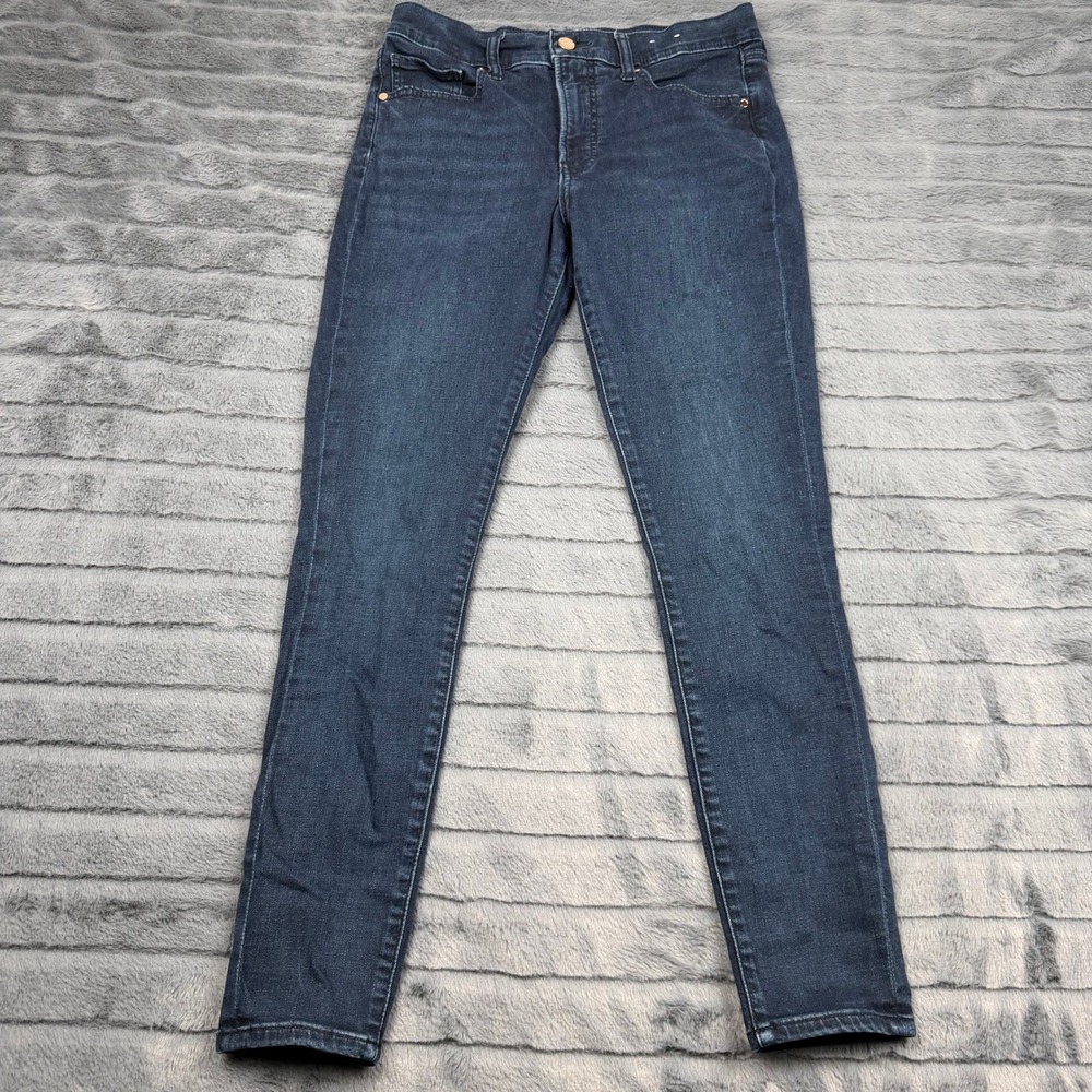 Express Stretch+ Skinny Mid Rise Dark Wash Jeans 8R Indigo Denim Pants